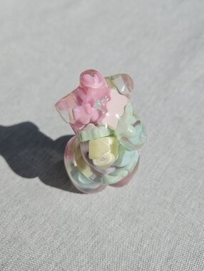 Handmade Chubby Goddess Resin Statue With Pastel Teddy Bears